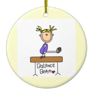 Blond Girl Gymnast on Balance Beam Christmas Tree Ornament