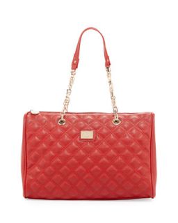 Lucile Quilted Faux Leather Duffel Bag, Red   Christian Lacroix