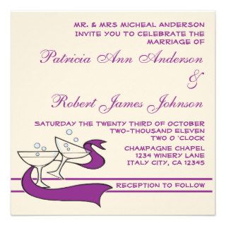 Champagne Wine Glasses Wedding Invitation