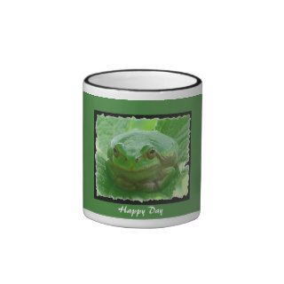 Happy Day   green frog on leaf Mugs