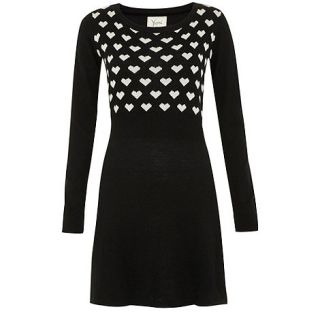 Yumi Black Heart intarsia knitted dress