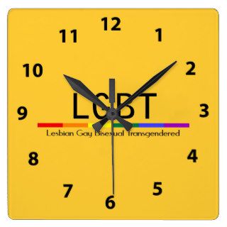 LGBT Square Wall Clock (Black/Numbers)