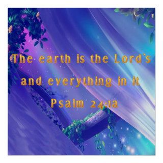 Psalm 24 1a Bible Verse on Christian Poster