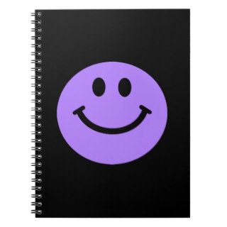 purple smiley face notebook