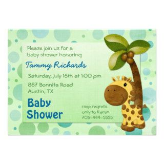 Polka Dots Giraffe   Neutral Baby Shower Announcements