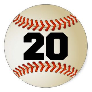 Number 20 Baseball Round Sticker