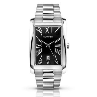 Sekonda Mens silver rectangle dial watch