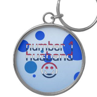 Number 1 Husband in American Flag Colors Keychain