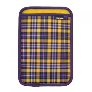 Purple & Yellow Gold Sporty Plaid iPad Mini Sleeve