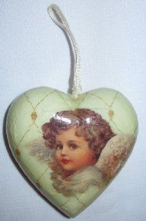 Decoupage Angel Heart ornament  Decorative Hanging Ornaments  