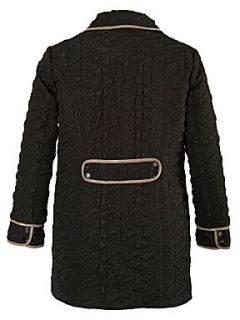 Chesca Quilted Coat with Contrast Piping Trim Black