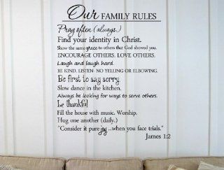 Newsee Decals Our family rules Pray often (always.) Find your identity in Christ. Show the same grace to others that God showed you. Encourage others. Love others. Laugh and laugh hard. Be kind. Listen  no yelling or elbowing. Be first to say sorry. Slow d