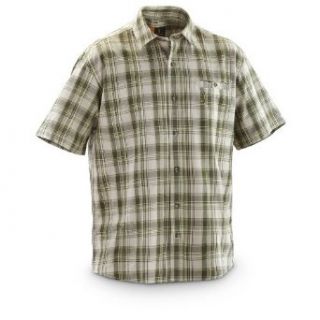 Browning Chambray Plaid Short sleeved Shirt, ORANGE, M  Sports & Outdoors