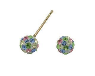 Junior Jewels Sterling Silver 5mm Multi white Crystal Ball Earrings Jewelry