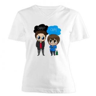  Okay   Hazel and Augustus   The Fault in Our Stars Women's V Neck T Shirt Clothing