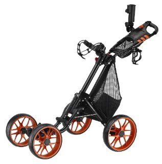 CaddyTek Caddy Cruiser One Click Folding 4 Wheel Golf Cart, Black/Orange  Push Pull Golf Carts  Sports & Outdoors