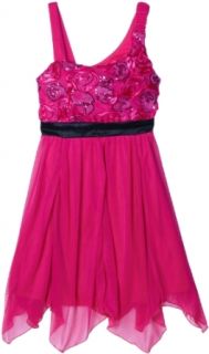 Ruby Rox Girls 7 16 Faux One Shoulder Dress, Fuschsia/Black, Small Special Occasion Dresses Clothing