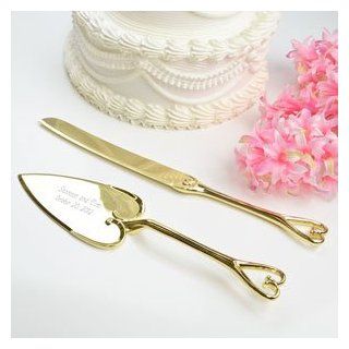 Personalized Hold Onto My Heart Gold Cake Server Set Kitchen & Dining