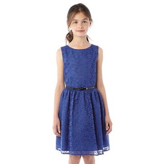 bluezoo Girls blue embroidered lace dress