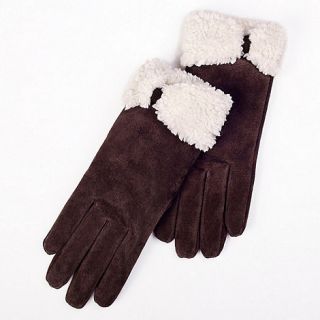 Isotoner Chocolate sherpa lined suede gloves