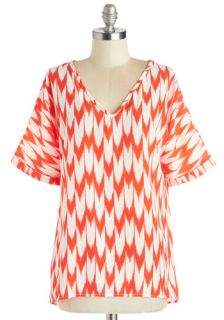 Mast and Present Top in Zigzag  Mod Retro Vintage Short Sleeve Shirts