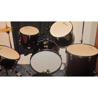 Drum Set Wine Red 5 Piece Complete Full Size with Cymbals Stands Stool Sticks Musical Instruments