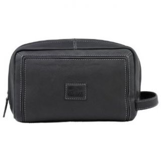 Savile Row Mens Black Leather Toiletry Bag at  Men�s Clothing store