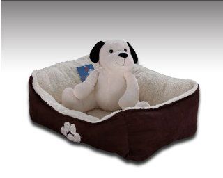 Sofantex Pet Paw Print Pet Bed, 25 inch (Brown Outside and White Inside) 