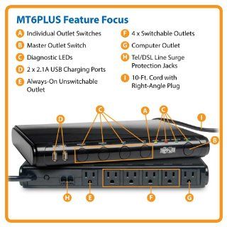 Tripp Lite MT 6PLUS Under Monitor Isobar Surge Protector 6 Outlet, 8 Foot Cord, 3150 Jls (MT6+) Electronics