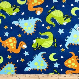 Minky Dinosaurs All Over Blue Fabric