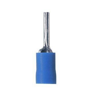 Panduit PV14 P47 C Pin Terminal, Vinyl Insulated, Funnel Entry, 16   14 AWG Wire Range, Blue, 0.17" Max Insulation, 0.07" Pin Width, 0.49" Pin Length, 0.97" Overall Length (Pack of 100) Disconnect Terminals