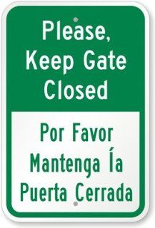 Please Keep Gate Closed, Por Favor Mantenga la Puerta Cerrada Sign, 18" x 12"  Yard Signs  Patio, Lawn & Garden