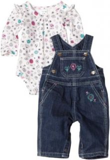 Carhartt Baby girls Infant Washed Denim Bib Overall Set, Medium Wash, 9 Months Clothing