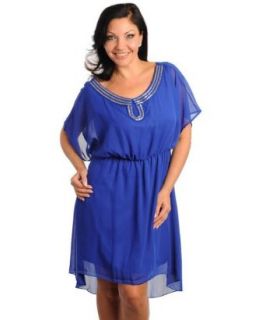 Stanzino Women's Plus Size High low Blouson Dress blue XL