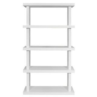 White Nash gloss 5 shelf bookcase