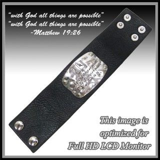 Inspirational Leather Bracelet. "With God All Things Are Possible" " with God All Things Are Possible." Matthew 1926. "Fashion Leather Cross Bracelet. Size 1.6" H X 7.5" W. Jewelry