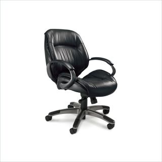 Mayline Series 100 Ultimo Mid Back Office Chair in Black Leather   ULMGRBLK