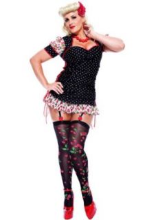 Paper Magic Womens French Kiss Pin up Girl Plus Size Costume, Black/Red, X Large Clothing