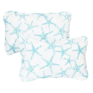 Aqua Starfish Corded 13 x 20 inch Indoor/ Outdoor Throw Pillows (Set of 2) Outdoor Cushions & Pillows