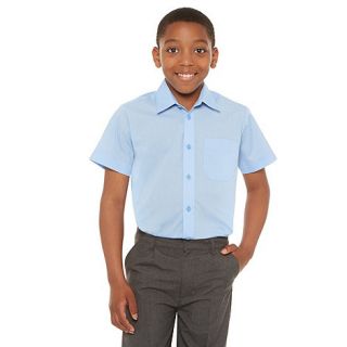 Boys pack of two bright blue school uniform short sleeved shirts