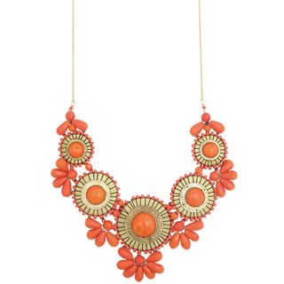 Handcrafted Orange 'Crimson Hues' Bib Necklace (India) Necklaces