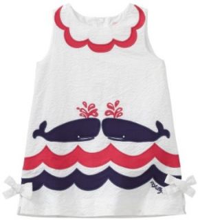 Lilly Pulitzer Girls 2 6X Applique Shift Dress, Resort White Whales Tails Novelty Placed, 2 Clothing
