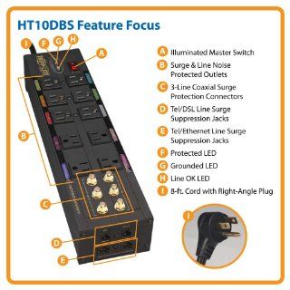 Tripp Lite HT10DBS Home Theater Isobar Surge Protector 10 Outlet RJ11 RJ45 Coax Electronics