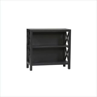 Linon Anna 2 Shelf Standard Wood Bookcase in Distressed Antique Black   86104C124 01 KD U