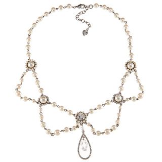 Carolee Crystal and Faux Pearl Pendant Necklace Carolee Fashion Necklaces