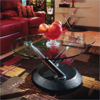 Magnussen Modesto Swivel Free Form Glass Top Cocktail Table in Black   38006