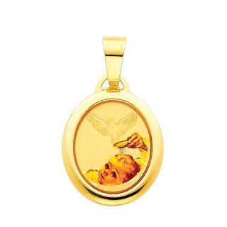 14K Yellow Gold Religious Baptism Enamel Picture Charm Pendant The World Jewelry Center Jewelry
