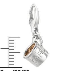 Sterling Silver Brown Crystal Coffee Cup Charm Silver Charms