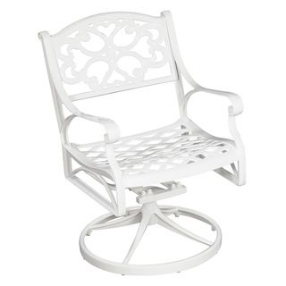 Biscayne Cast Aluminum White Outdoor Swivel Chair Dining Chairs
