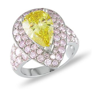 White Gold 5 3/5ct TDW Certified Yellow and Pink Diamond Ring (SI1) (GIA) Miadora One of a Kind Rings